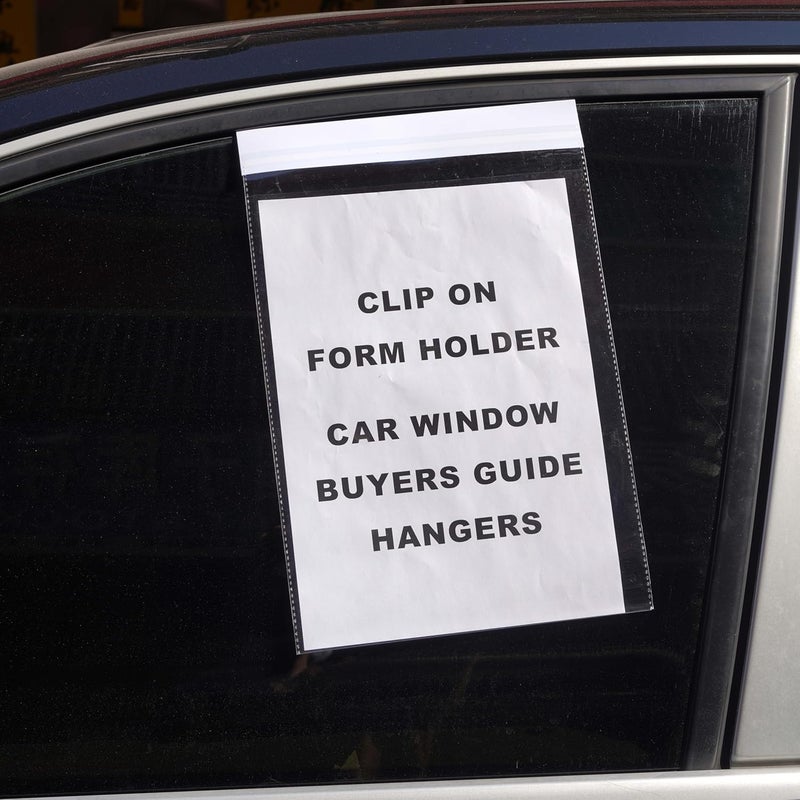 Wuliim 50 Pack Eco-Friendly OPP Window Hangers 9"x13" - Recyclable Car Dealership Document Holders, Lightweight Clip-On Sleeves for Buyer Guides, Menus & Promo Flyers - Image 1